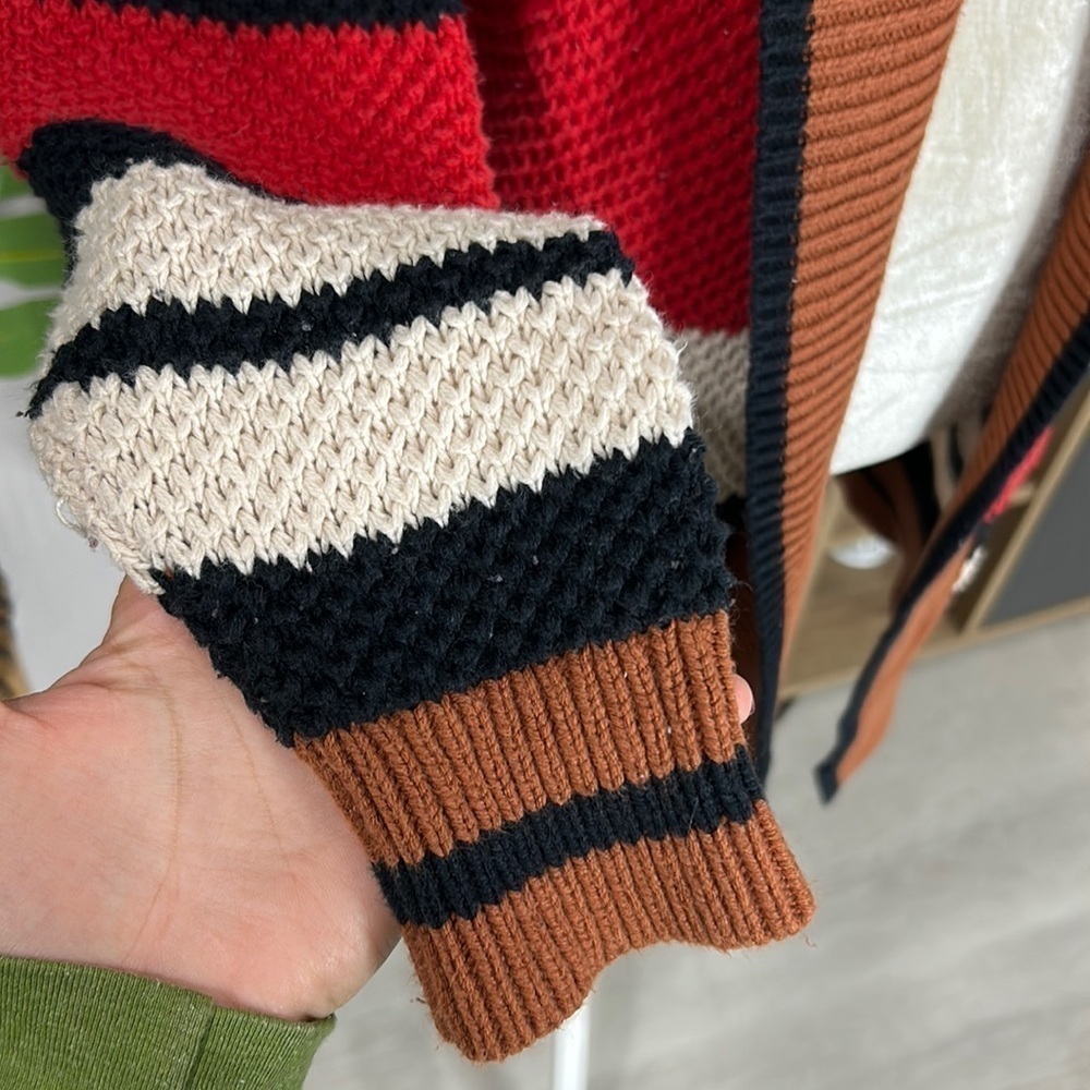 Express Color Block Open Front Knit Cardigan - image 5